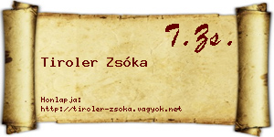 Tiroler Zsóka névjegykártya